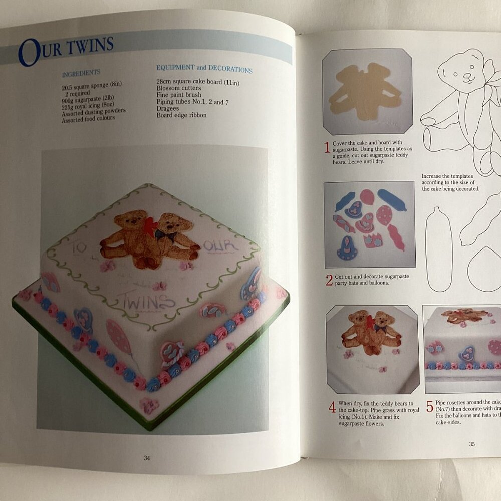 Vintage Children's Birthday Cakes Cookbook by Mary Ford Step-by-Step Hardcover - Picture 7 of 15